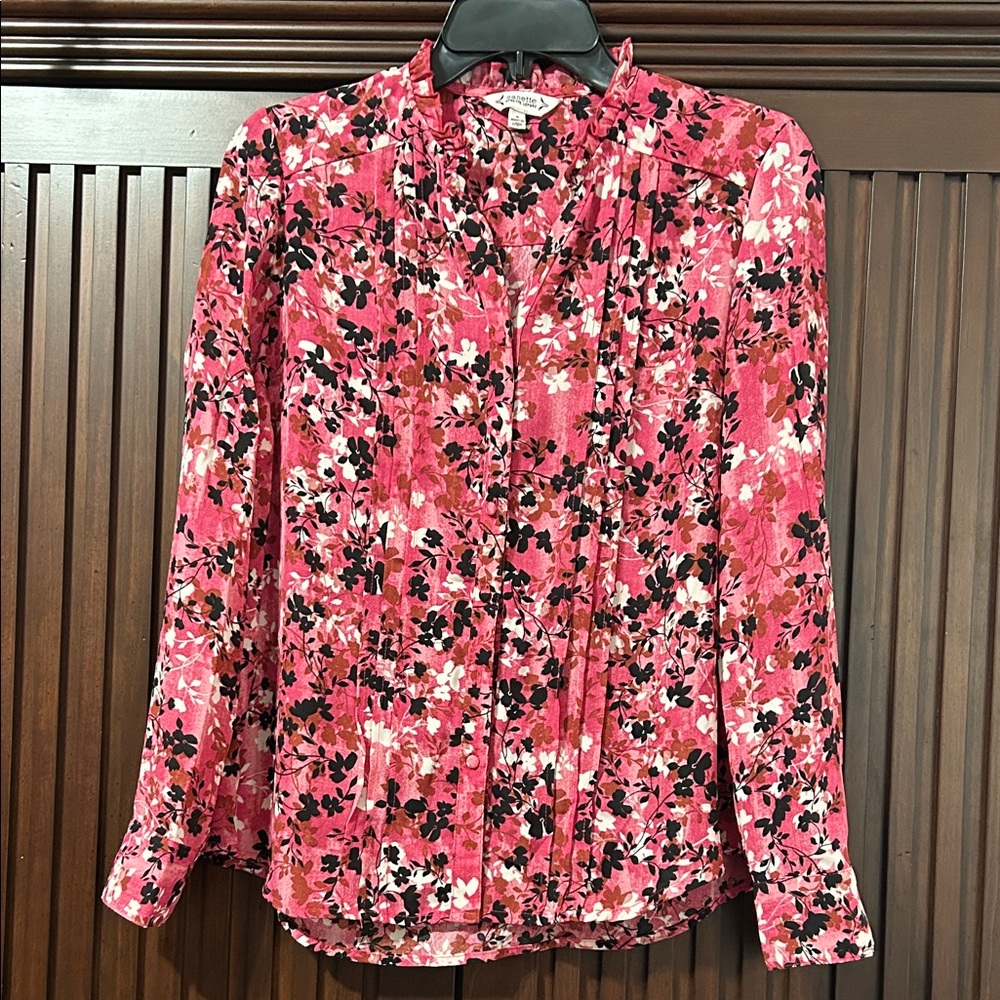 Nanette Lepore Pink Floral Button-Front Blouse